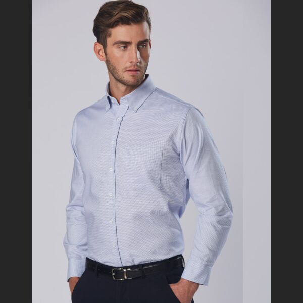 WINNING SPIRIT Men's Dot Contrast Long Sleeve Shirt Thumbnail